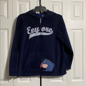Vintage navy blue fleece Disney Eeyore Hoodie sweatshirt shirt top size LARGE